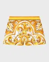 Dolce & Gabbana Poplin Shorts With Yellow Majolica Print In White Print
