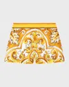 Dolce & Gabbana Poplin Shorts With Yellow Majolica Print In White Print