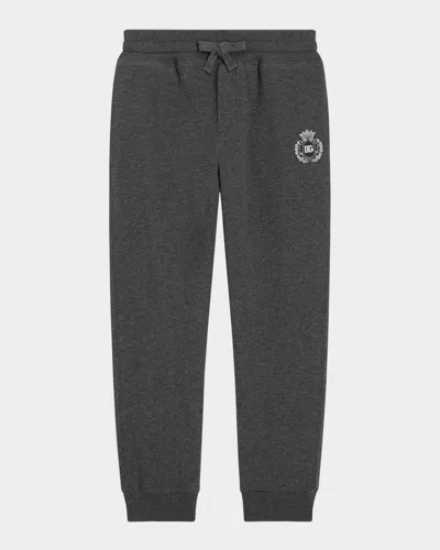 DOLCE & GABBANA BOY'S MELANGE KNIT COTTON JOG PANTS