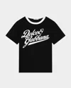 Dolce & Gabbana Boy's Flocked Logo Script Ringer T-shirt In Multi