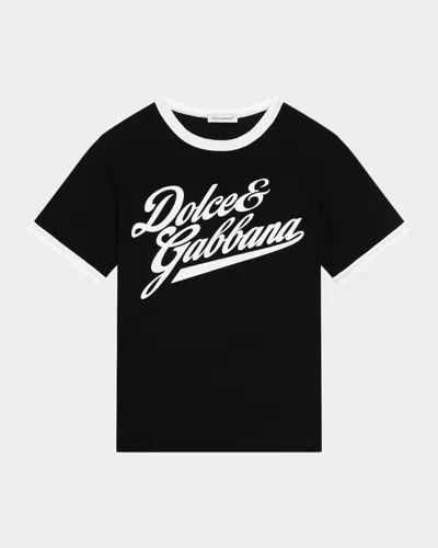 DOLCE & GABBANA BOY'S SCRIPT FLOCKED T-SHIRT