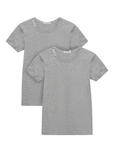 Dolce & Gabbana Boy's Short Sleeve Crewneck T-shirt Set In Grey