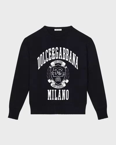 DOLCE & GABBANA BOY'S TOO COOL FOR SCHOOL COLLEGIATE-INSPIRED SWEATER