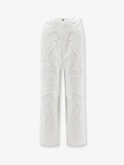 Dolce & Gabbana Boyfriend Denim Trousers With Embroidery In White