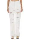 Dolce & Gabbana White Distressed Cotton Boyfriend Denim Jeans In White