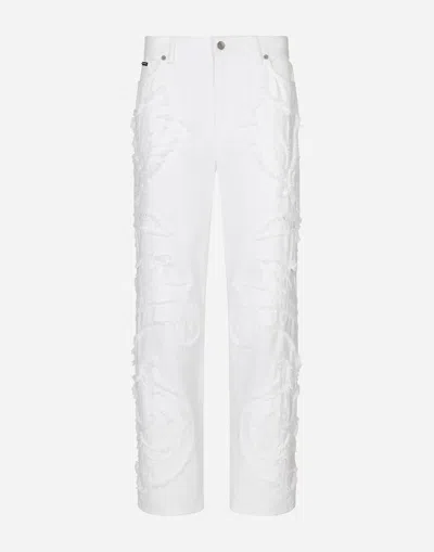 Dolce & Gabbana Boyfriend Jeans With Embroidery In ブルー