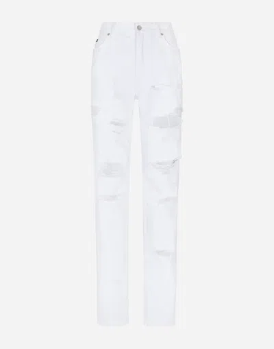 DOLCE & GABBANA BOYFRIEND JEANS WITH RIPS