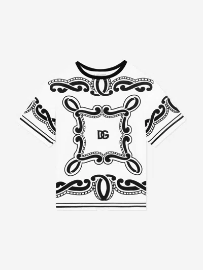 DOLCE & GABBANA DOLCE & GABBANA BOYS BANDANA PRINT LOGO T-SHIRT