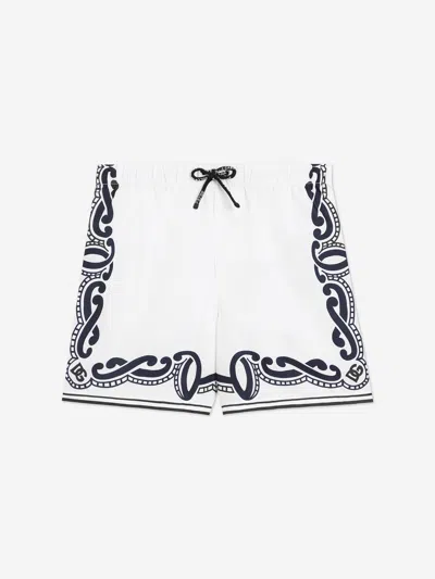 Dolce & Gabbana Kids' Boys Bandana Print Swim Shorts In White