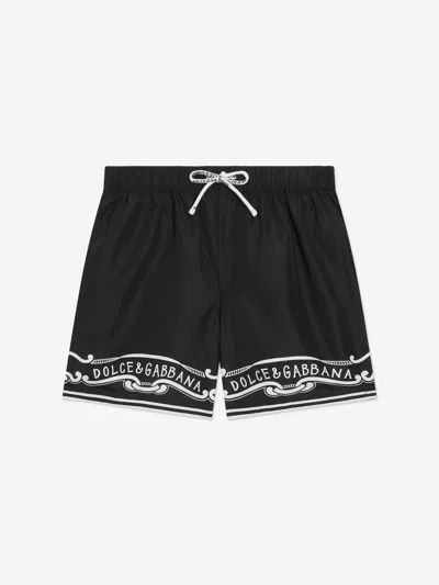 Dolce & Gabbana Boys Bandana Print Swim Shorts In Black