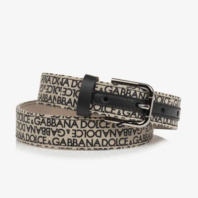 Dolce & Gabbana Kids' Boys Beige Canvas Belt In Multi