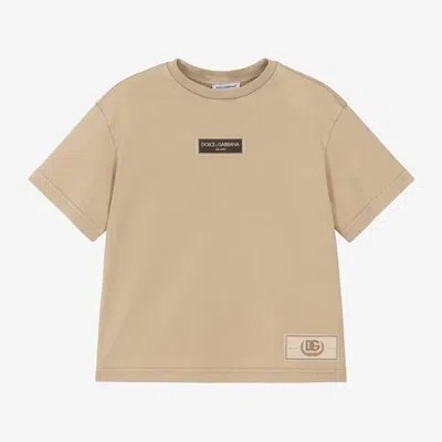 Dolce & Gabbana Babies' Boys Beige Cotton T-shirt In Brown
