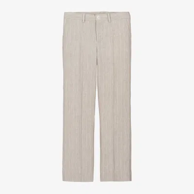 Dolce & Gabbana Kids' Boys Beige Stripe Linen Trousers