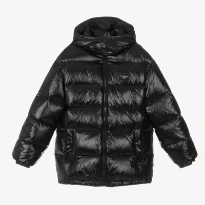 Dolce & Gabbana Kids' Boys Black Hooded Down Puffer Jacket