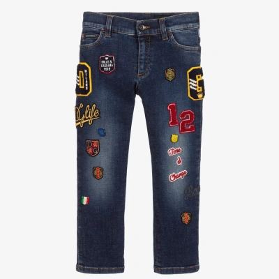 Dolce & Gabbana Kids' Boys Blue Patch Jeans