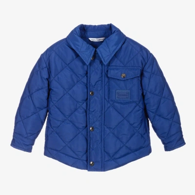 Dolce & Gabbana Babies' Boys Blue Quilted Logo Jacket