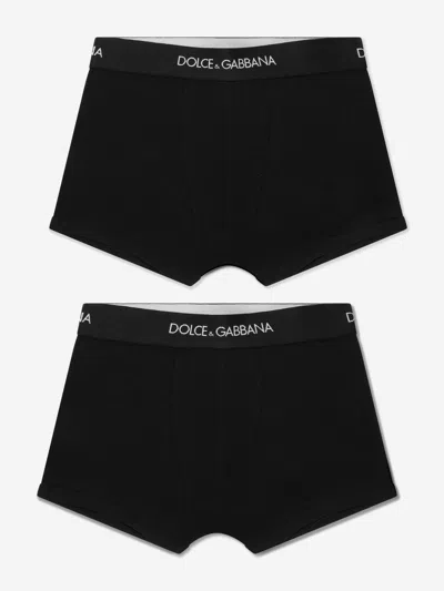 Dolce & Gabbana Kids' Boys 2 Pack Logo Boxers Size 2 Yrs In Black