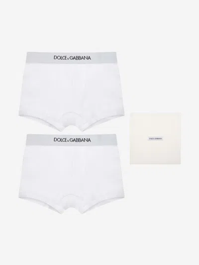 Dolce & Gabbana Kids' Boys Boxer Shorts Set (2 Pack) In White