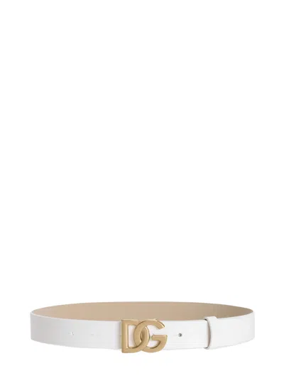 Dolce & Gabbana Boys Calf Leather Belt In White