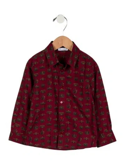 Pre-owned Dolce & Gabbana Babies' Boys' Crown Print Dress Shirt In Burgundy