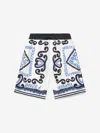 Dolce & Gabbana Boy's Bandana-print Drawstring Cotton Poplin Shorts In Multicoloured