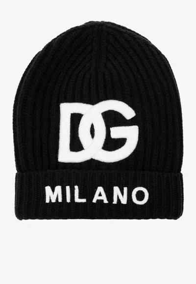 Dolce & Gabbana Boys Dg Milano Beanie In Black