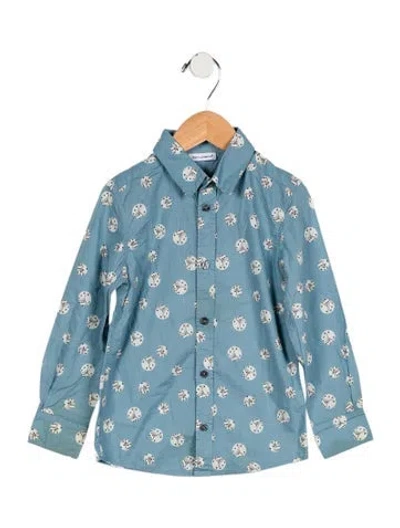 Pre-owned Dolce & Gabbana Babies' Boys' Dice Print Dress Shirt In Blue
