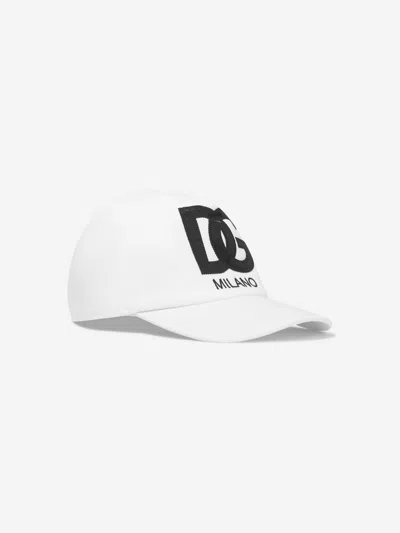 Dolce & Gabbana Kids' Dg-patch Cotton Baseball Cap In White