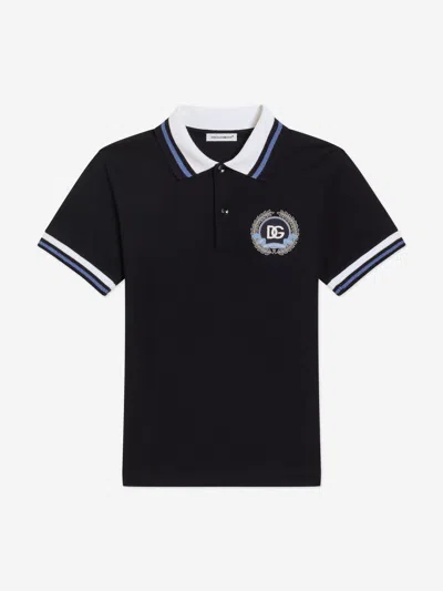 Dolce & Gabbana Kids'  Boys Embroidered Logo Polo Shirt In Blue