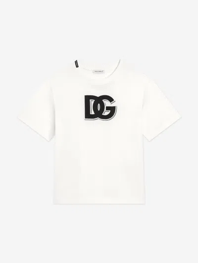 Dolce & Gabbana Kids' Boys Embroidered Logo T-shirt In White
