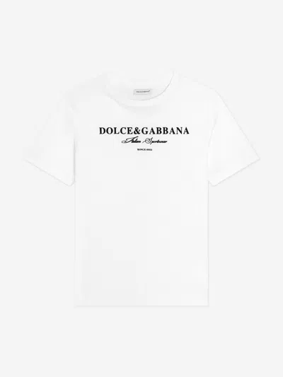Dolce & Gabbana Babies'  Boys Flock Logo T-shirt In White