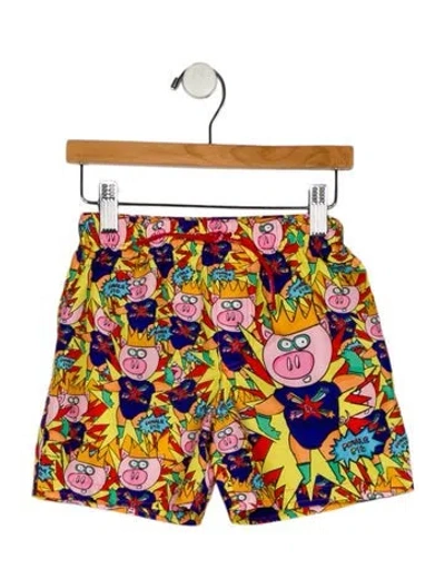 Pre-owned Dolce & Gabbana Babies' Boys' Graphic Swim Trunks In Yellow