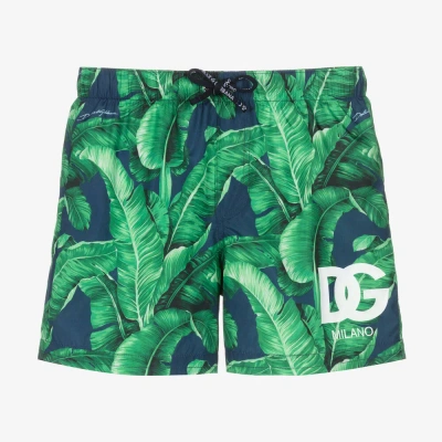Dolce & Gabbana Kids' Boys Green Banana Leaf Swim Shorts