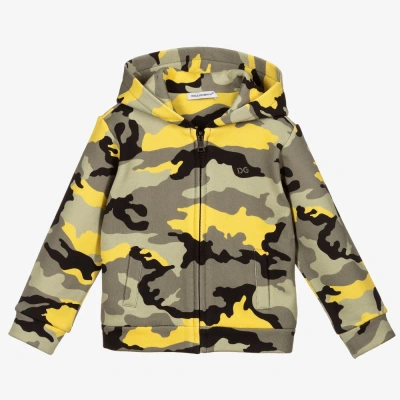 Dolce & Gabbana Babies' Boys Green Camouflage Zip-up Top