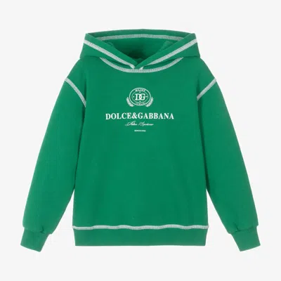 Dolce & Gabbana Babies' Boys Green Cotton Crest Dg Logo Hoodie