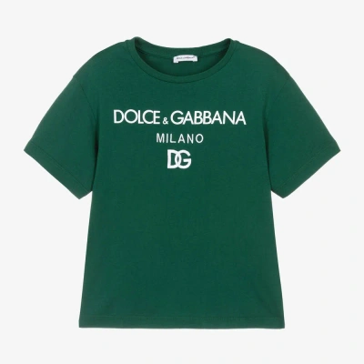 Dolce & Gabbana Kids' Boys Green Cotton Crossover Dg T-shirt