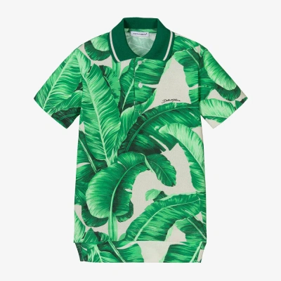 Dolce & Gabbana Kids' Boys Green Cotton Leaf Polo Shirt