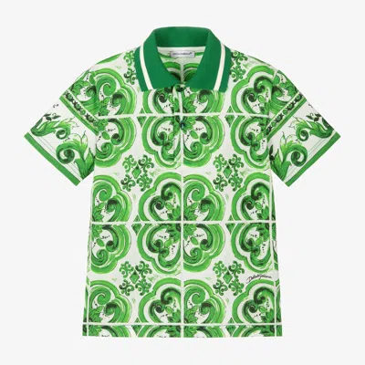 Dolce & Gabbana Babies' Boys Green Cotton Majolica Polo Shirt