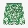 Dolce & Gabbana Majolica-print Drawstring Shorts In Green