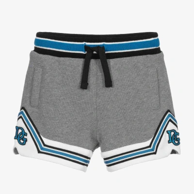 Dolce & Gabbana Babies' Boys Grey & Blue Logo Shorts