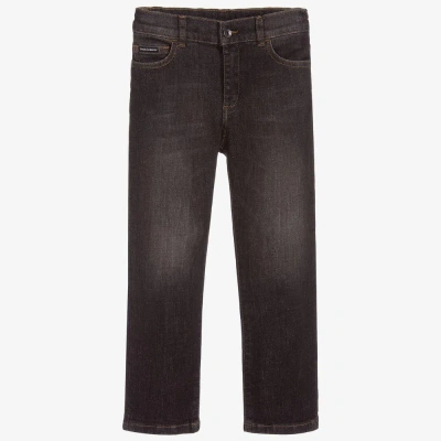 Dolce & Gabbana Babies' Boys Grey Regular Fit Denim Jeans In Brown