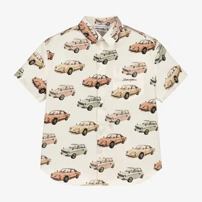 Dolce & Gabbana Kids' Boys Ivory Cotton Classic Car Shirt