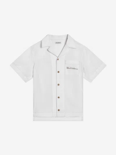 Dolce & Gabbana Boys Linen Logo Shirt In White