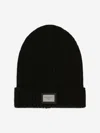 Dolce & Gabbana Logo-plaque Ribbed Wool Beanie In Black