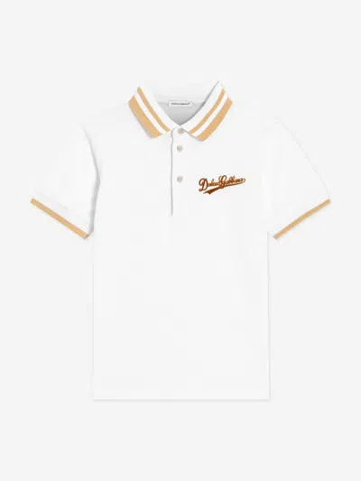 Dolce & Gabbana Kids'  Boys Logo Polo Shirt In White