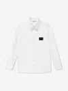 Dolce & Gabbana Boys Long Sleeve Logo Shirt In White
