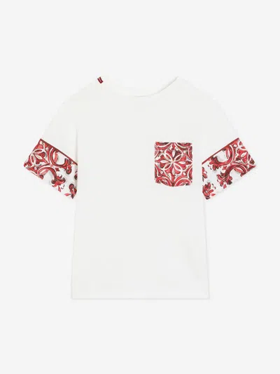 Dolce & Gabbana Babies'  Boys Majolica Pocket T-shirt In White