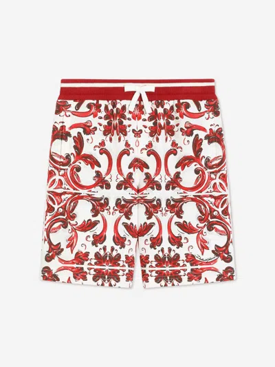 Dolce & Gabbana Kids'  Boys Majolica Print Bermuda Shorts In Brown