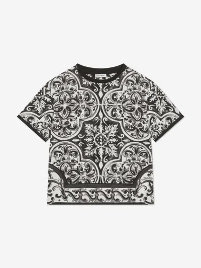 Dolce & Gabbana Babies' Boys Majolica Print T-shirt In Brown