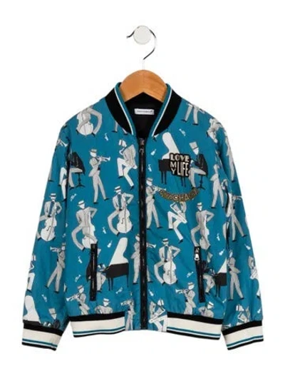 Pre-owned Dolce & Gabbana Babies' Boys' Musical Graphic Bomber Jacket In Blue